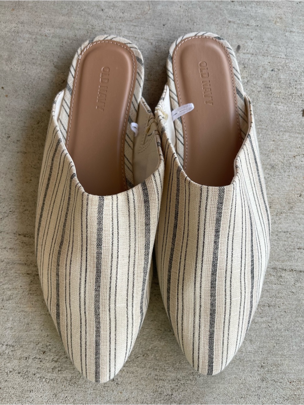 Old Navy Women’s Mule Flats Size 9 Natural Stripe Pointed Toe Slip On Loafers